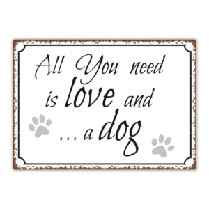 Wandbord 'All you need is love and a dog'