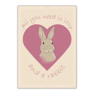 Wandbord 'All you need is love and a rabbit'