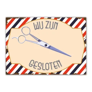 Wandbord voor kappers 'Wij zijn geopend'