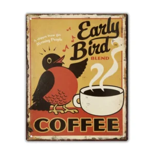 Wandbord 'Early Bird blend coffee'