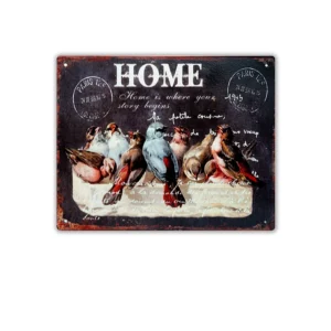 Wandbord 'Home is where your story begins (met vogeltjes)'