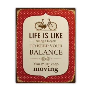 Wandbord 'Life is like riding a bicycle (fiets)'