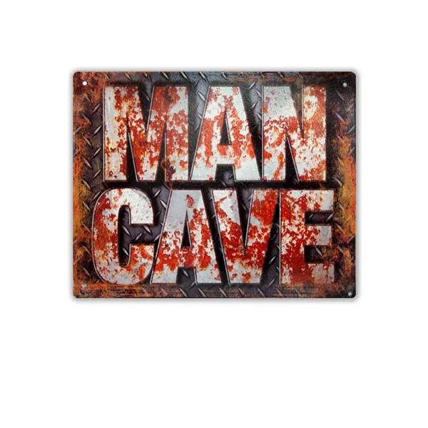 Wandbord 'Mancave (metalen rijplaat)'