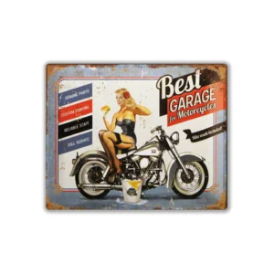 Wandbord 'Best Garage for Motorcycles - Bikewash included'