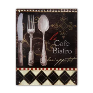 Wandbord 'Cafe Bistro - Bon appetit (met bestek)'