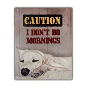 Wandbord 'Caution I don't do mornings'