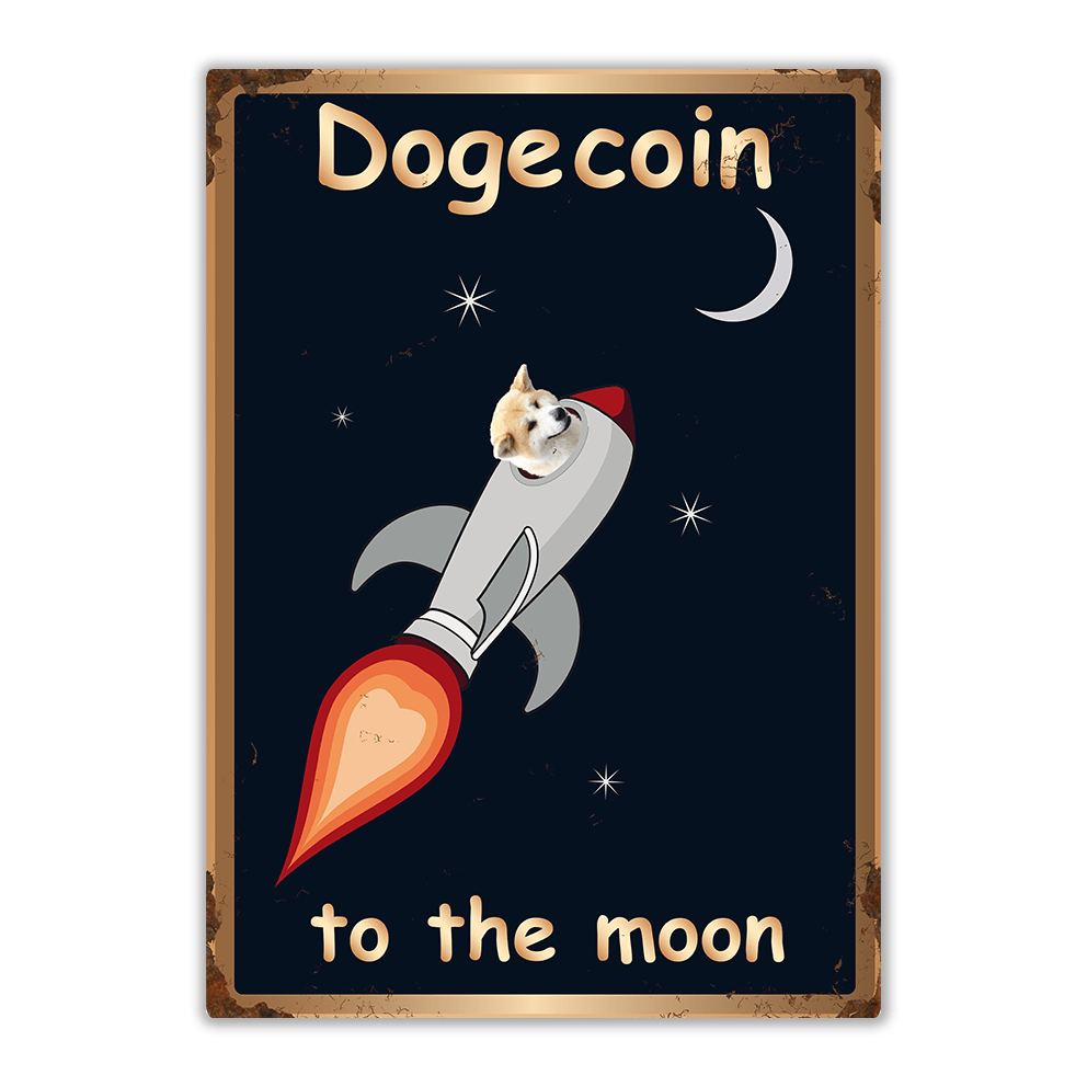 Wandbord 'Dogecoin to the moon'