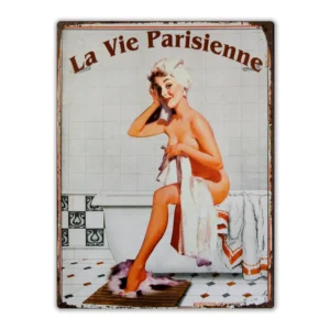 Wandbord 'La vie Parisienne (pin up in bad)'