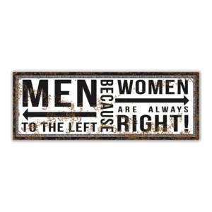 Wandbord 'Men to the left - because women are always right!'