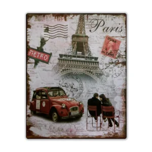 Wandbord 'Paris met 2CV'